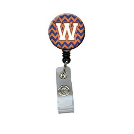 Carolines Treasures Letter W Chevron Blue and Orange No.3 Retractable Badge Reel CJ1060-WBR